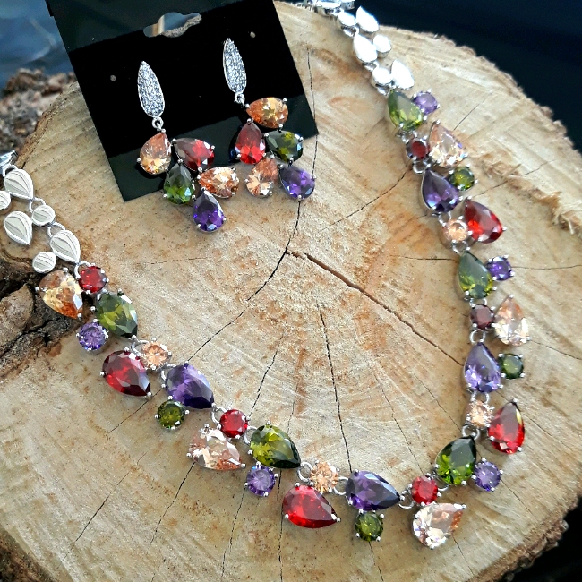 Mesmerizing Multi-Stone Silver Set
